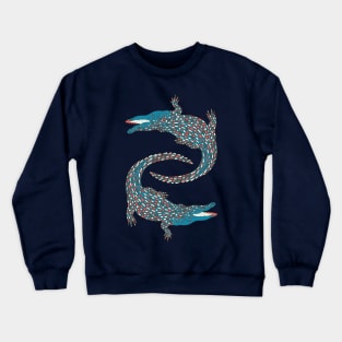 Crocodiles (Pink and Teal Palette) Crewneck Sweatshirt